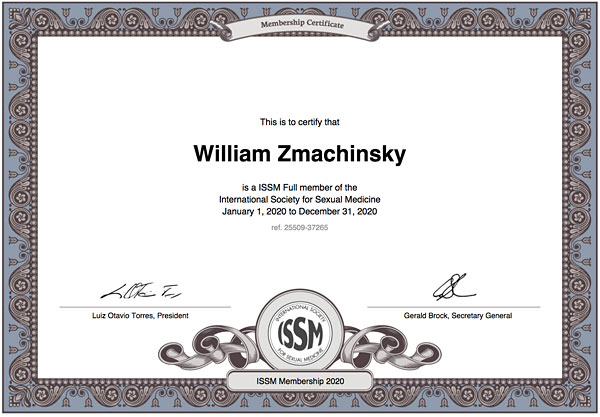 William Zmachinsky, member International Society for Sexual Medicine, ISSM